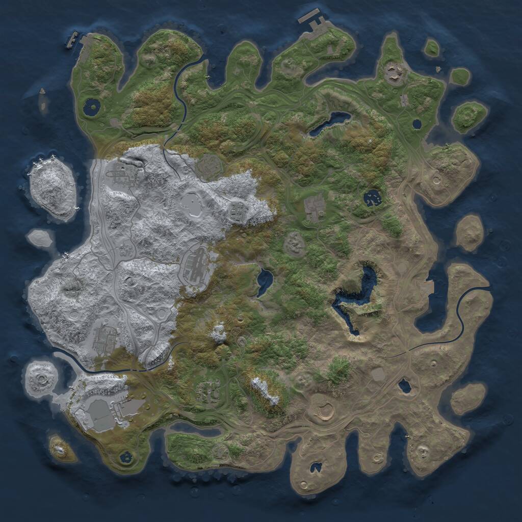 Rust Map: Procedural Map, Size: 4500, Seed: 5247810, 17 Monuments