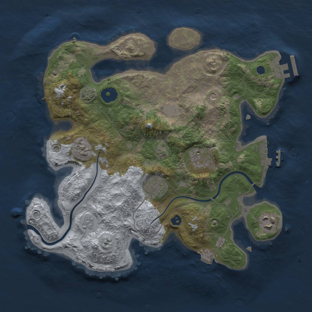 Rust Map: Procedural Map, Size: 3000, Seed: 16658, 9 Monuments