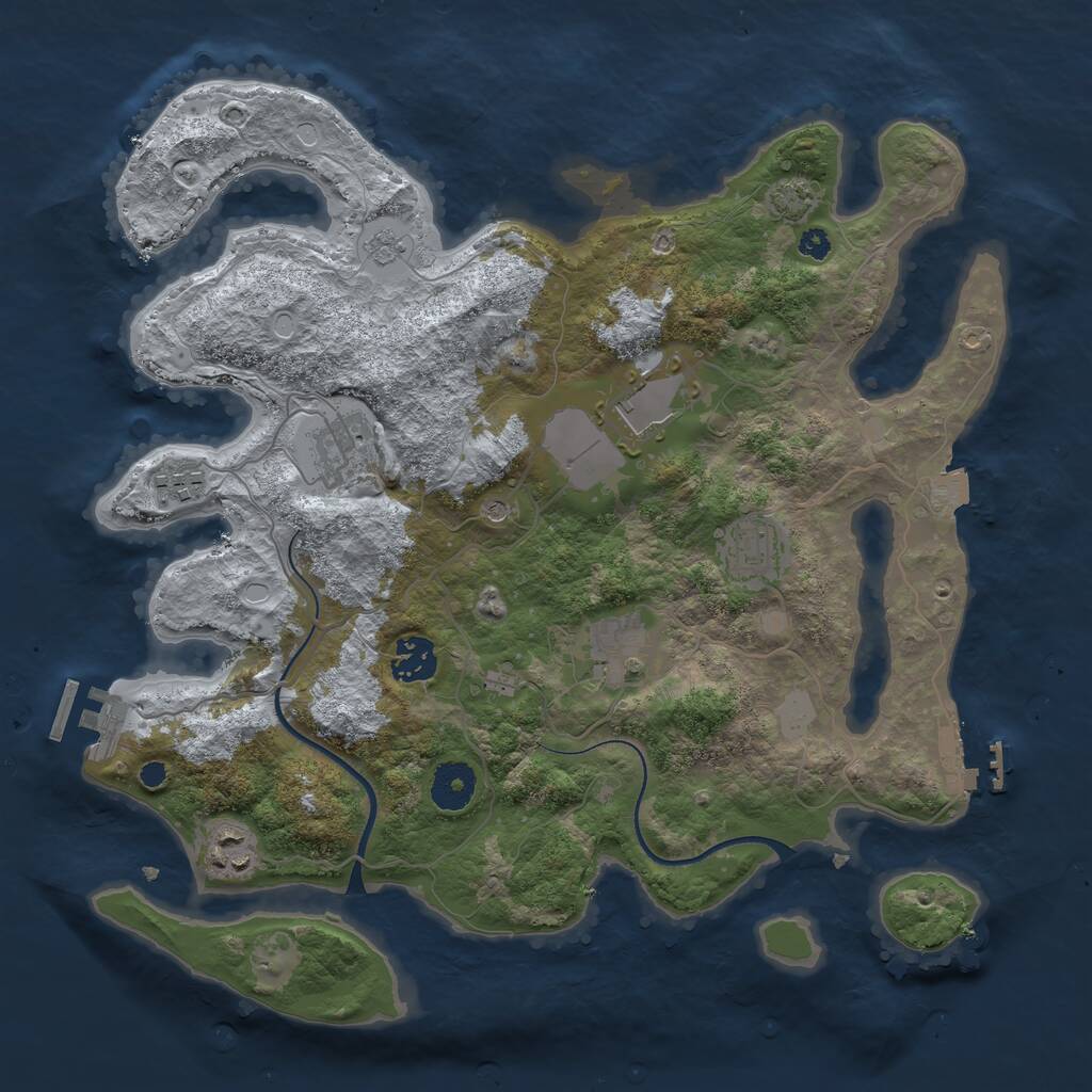 Rust Map: Procedural Map, Size: 3500, Seed: 851816138, 13 Monuments