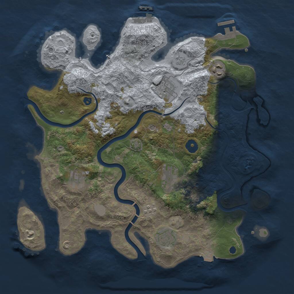 Rust Map: Procedural Map, Size: 3500, Seed: 8555325, 12 Monuments