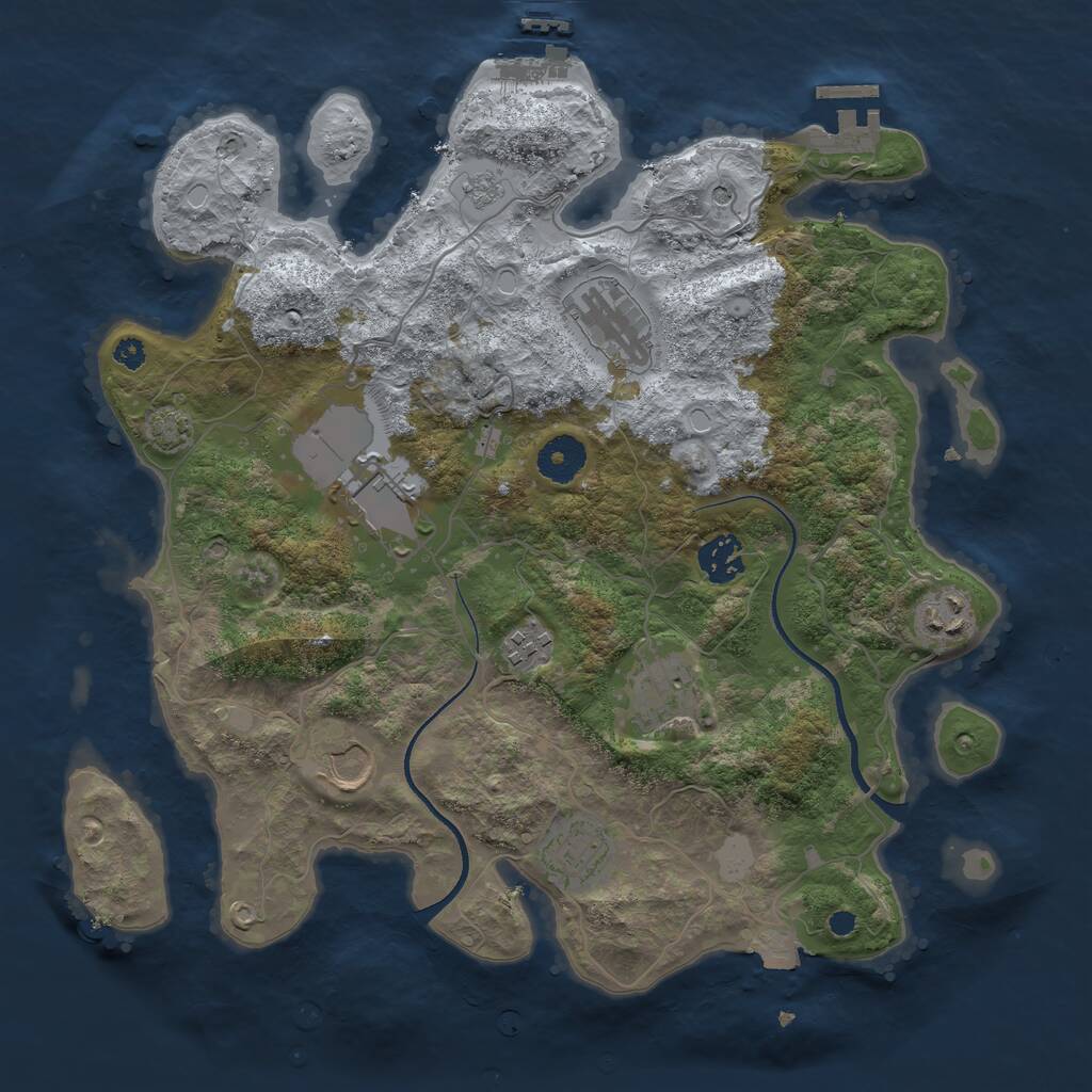 Rust Map: Procedural Map, Size: 3500, Seed: 8555325, 14 Monuments