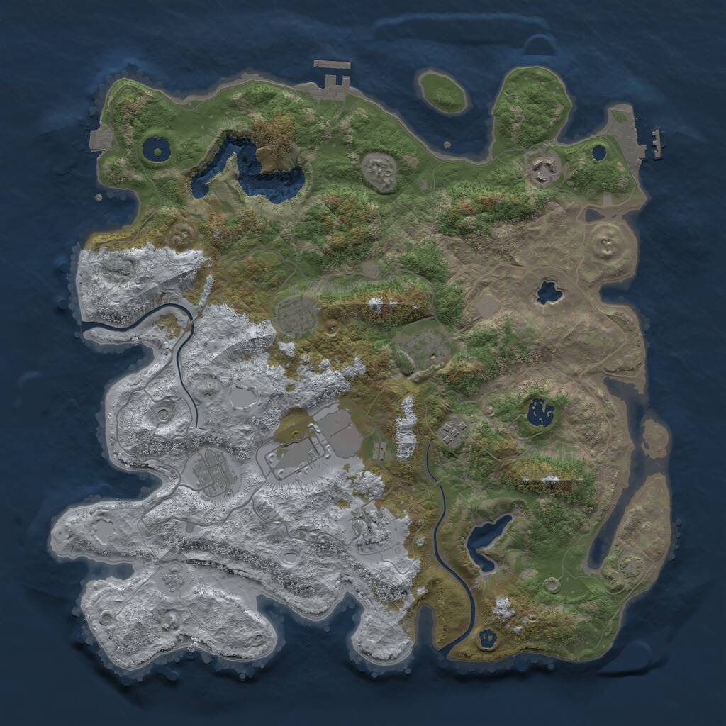 Rust Map: Procedural Map, Size: 4000, Seed: 855569, 14 Monuments