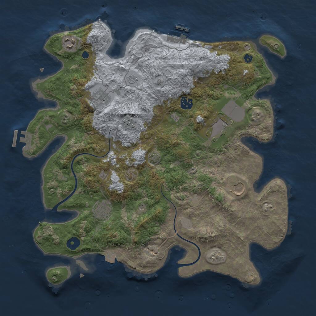 Rust Map: Procedural Map, Size: 3700, Seed: 1366086987, 13 Monuments
