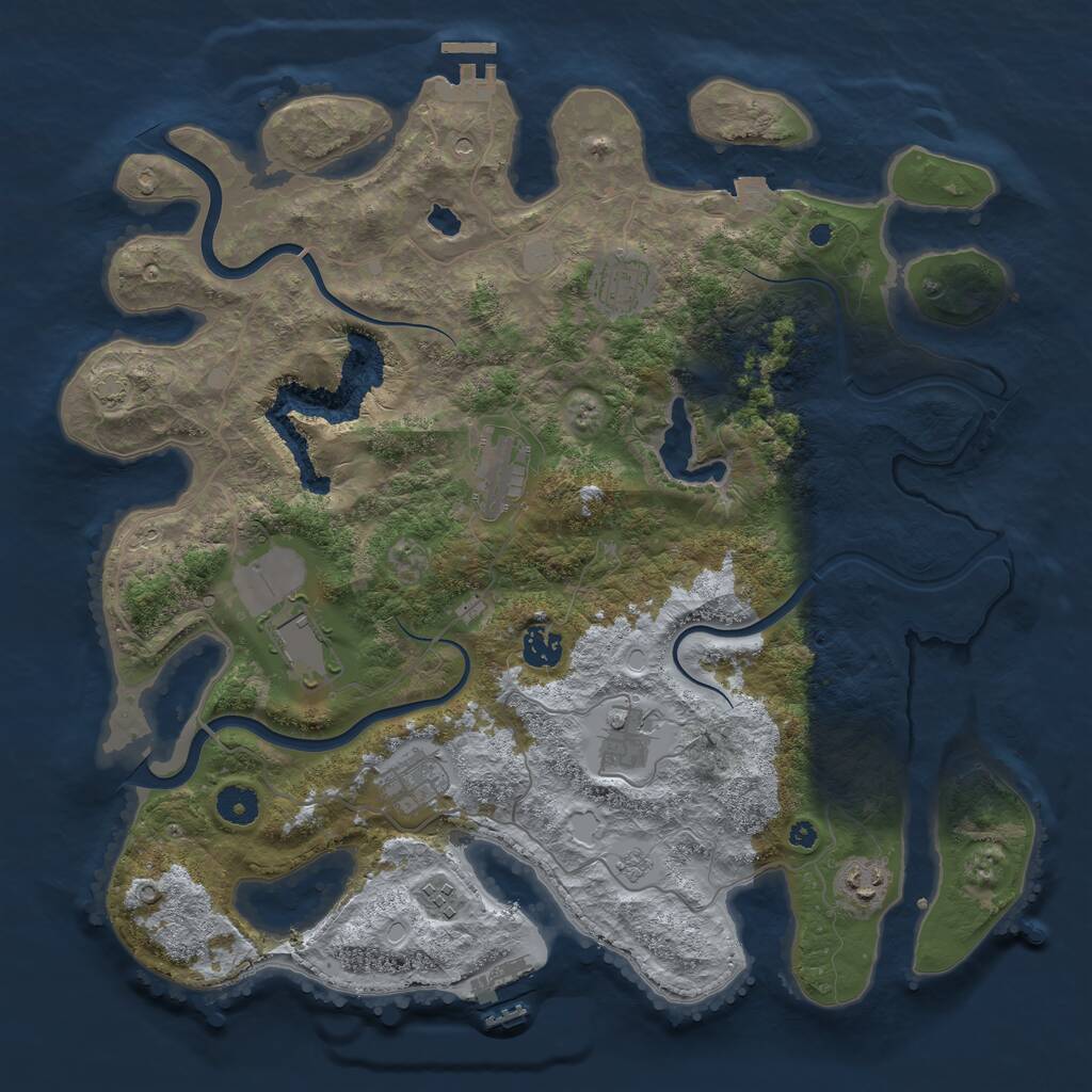 Rust Map: Procedural Map, Size: 4000, Seed: 264146423, 14 Monuments