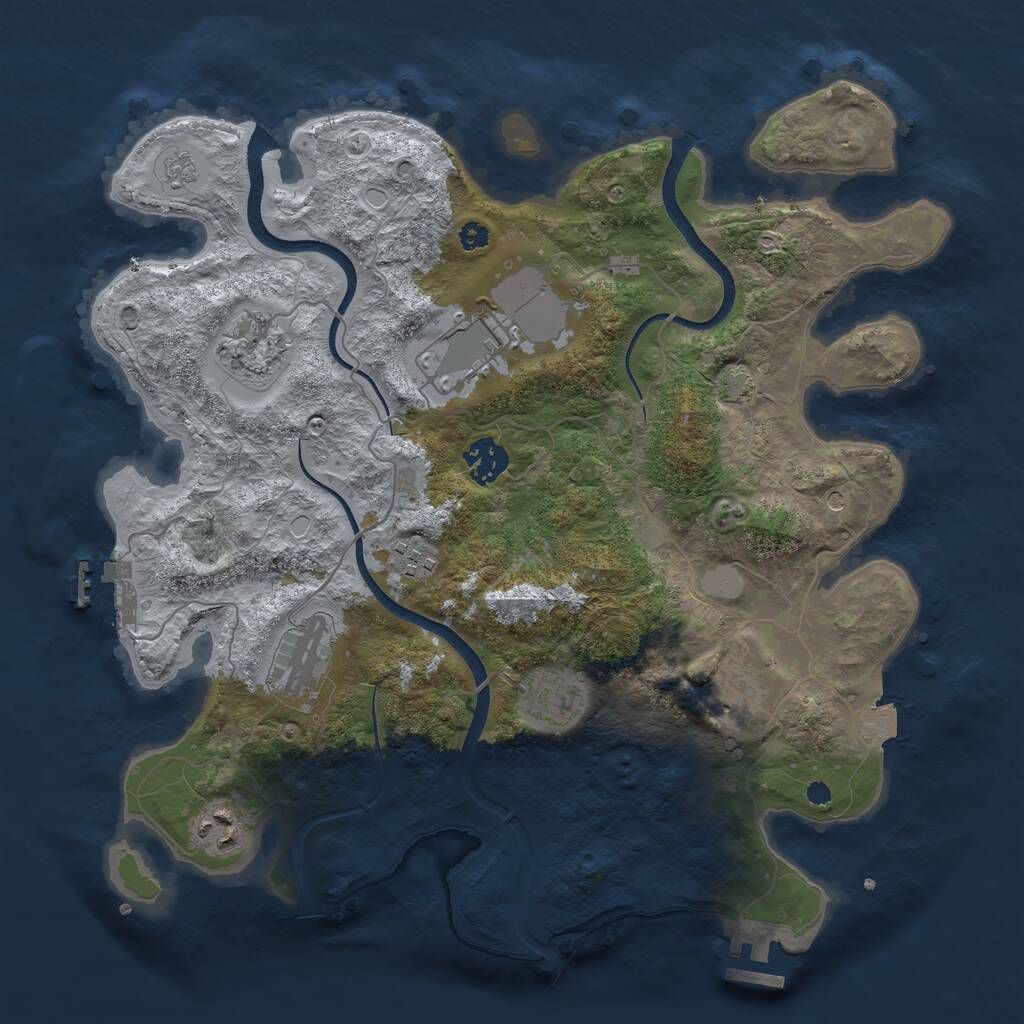 Rust Map: Procedural Map, Size: 3500, Seed: 1059000621, 14 Monuments