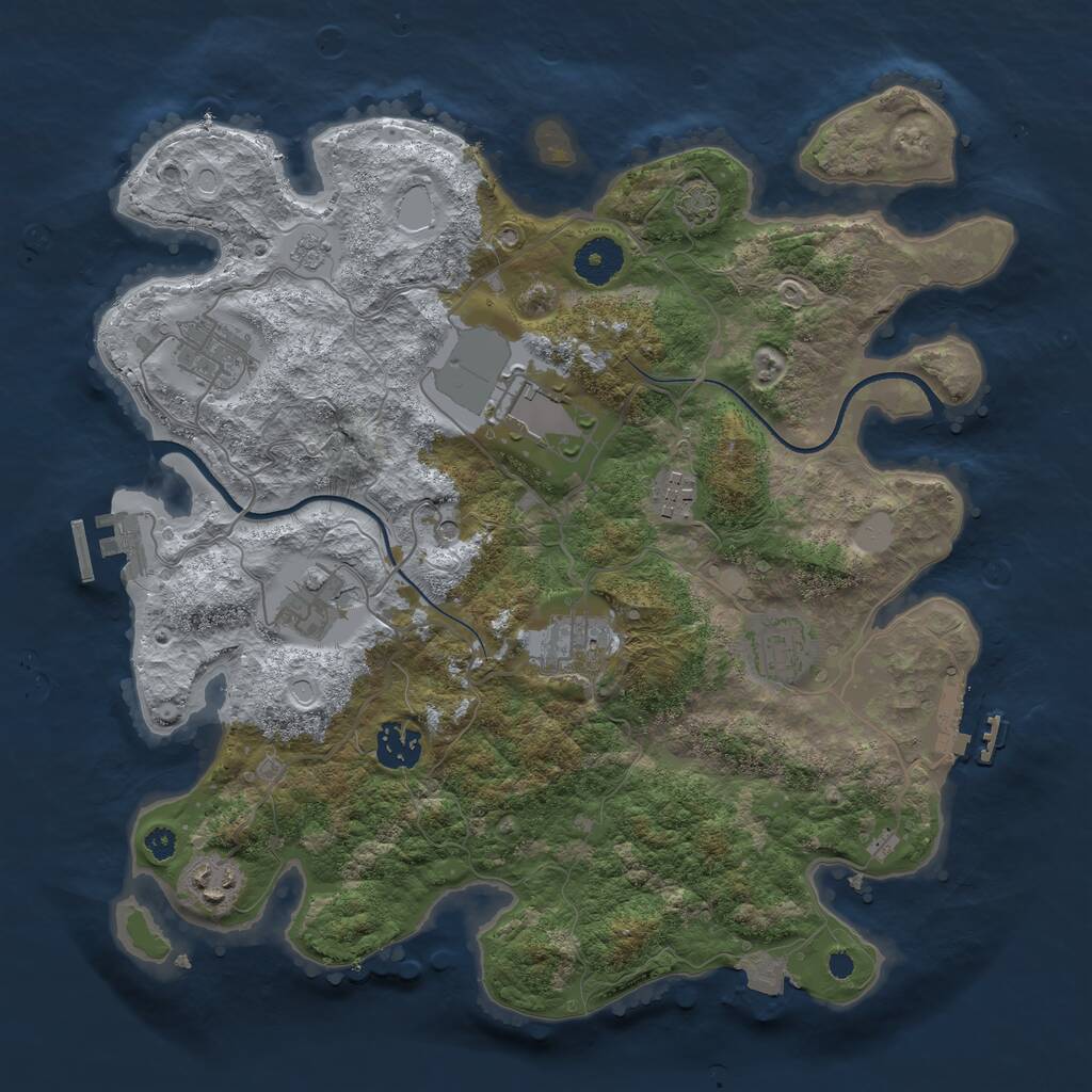 Rust Map: Procedural Map, Size: 3500, Seed: 1059000621, 14 Monuments