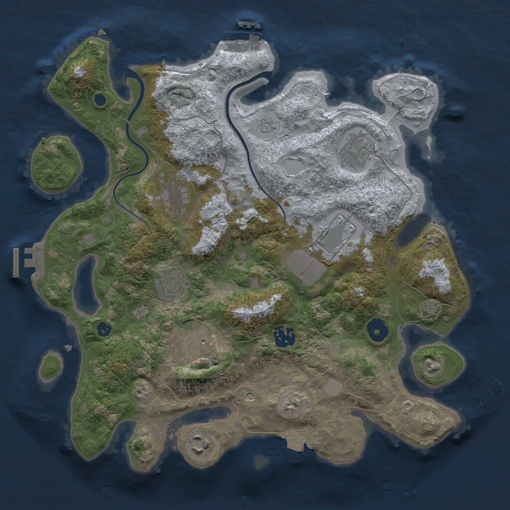 Rust Map: Procedural Map, Size: 3500, Seed: 57993641, 13 Monuments