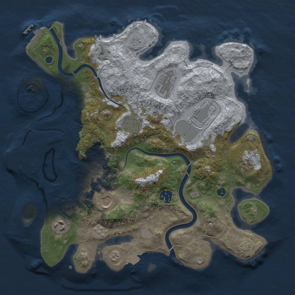 Rust Map: Procedural Map, Size: 3500, Seed: 57993641, 14 Monuments