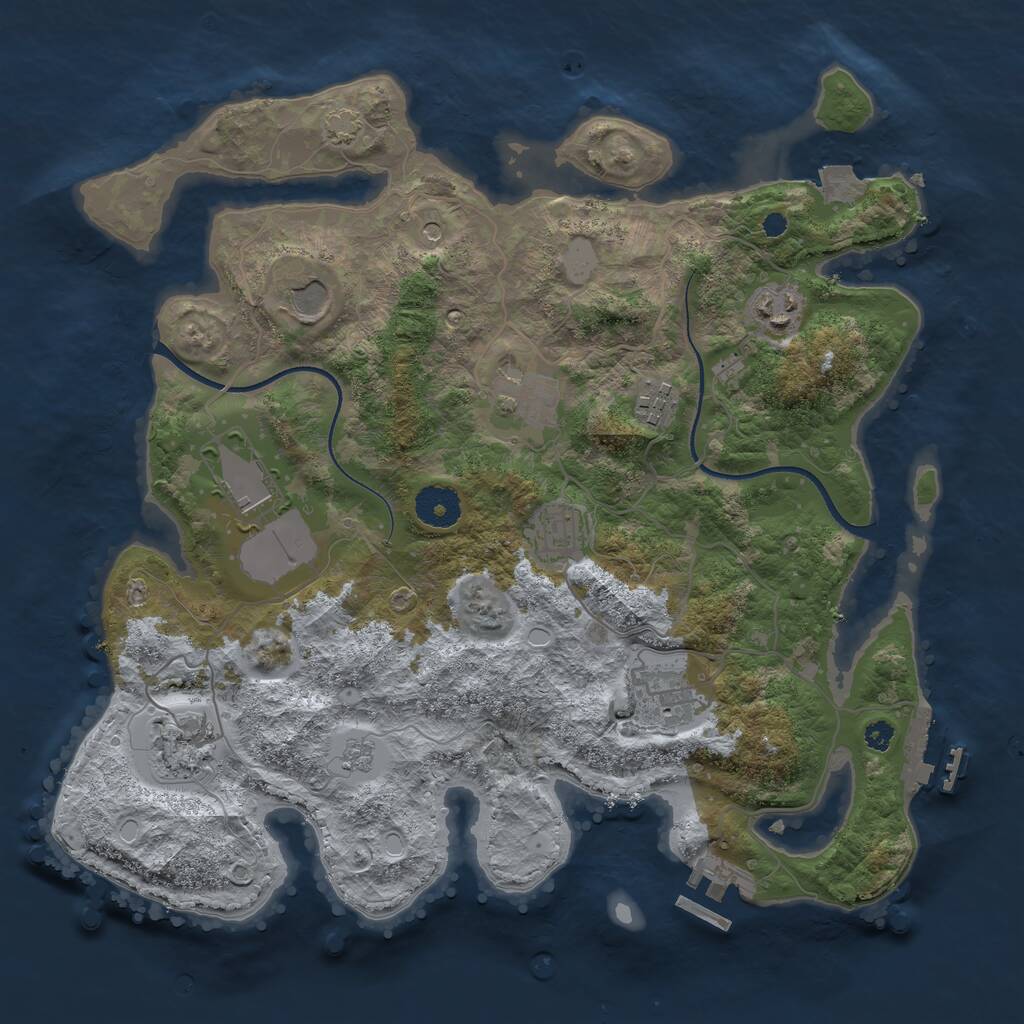 Rust Map: Procedural Map, Size: 3500, Seed: 657276982, 14 Monuments