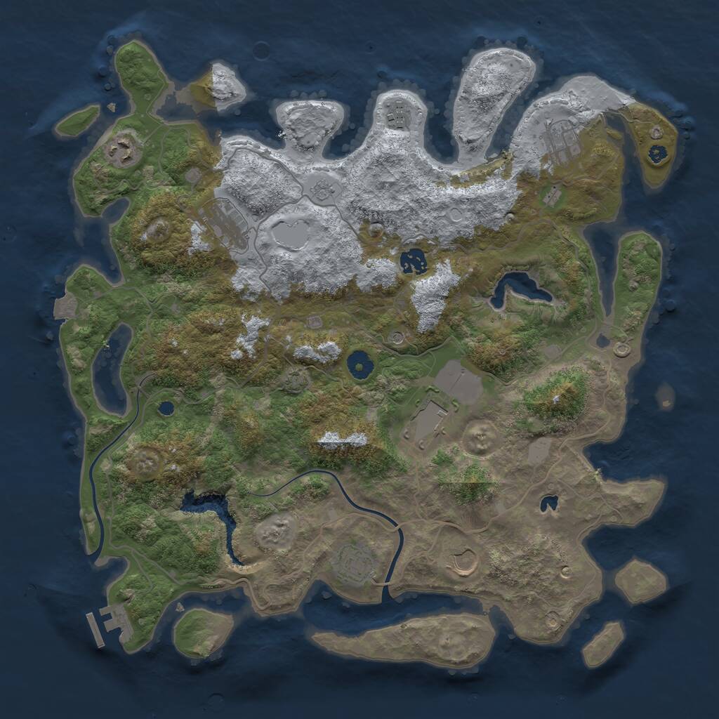 Rust Map: Procedural Map, Size: 4000, Seed: 1932526853, 13 Monuments