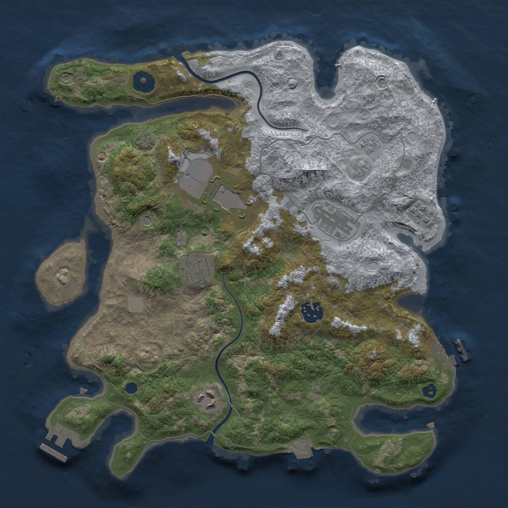 Rust Map: Procedural Map, Size: 3500, Seed: 196523, 12 Monuments