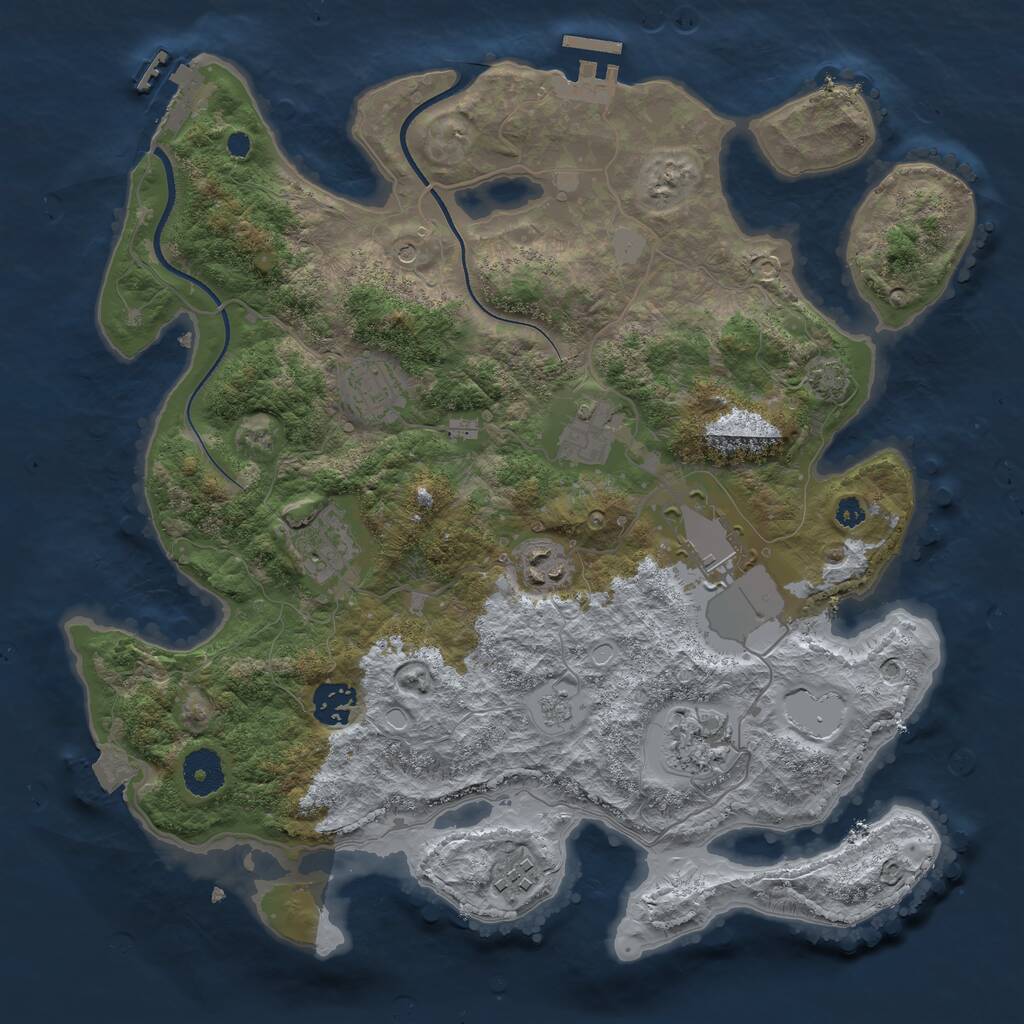 Rust Map: Procedural Map, Size: 3500, Seed: 1388027097, 14 Monuments