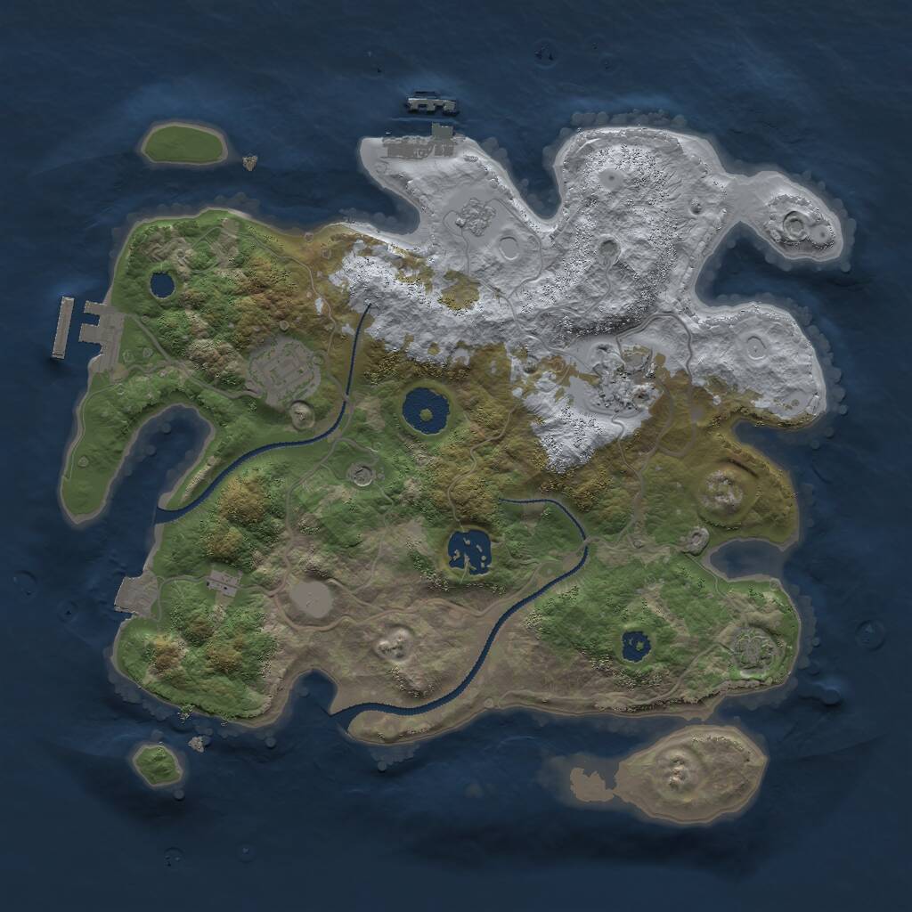 Rust Map: Procedural Map, Size: 3000, Seed: 69054426, 9 Monuments