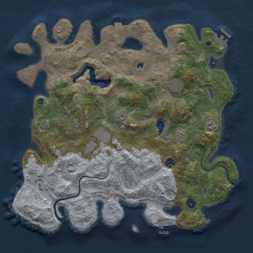 Rust Map: Procedural Map, Size: 4000, Seed: 657276982, 12 Monuments