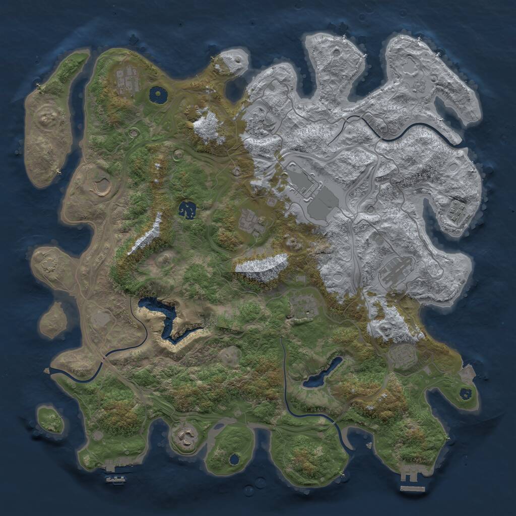 Rust Map: Procedural Map, Size: 4250, Seed: 1969719190, 17 Monuments