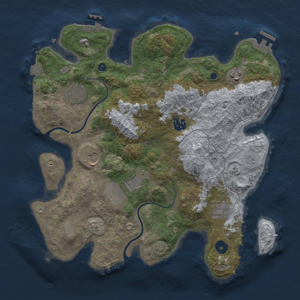 Rust Map: Procedural Map, Size: 3500, Seed: 1942512996, 12 Monuments