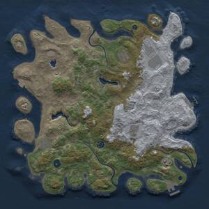 Thumbnail Rust Map: Procedural Map, Size: 4100, Seed: 2091599, 14 Monuments