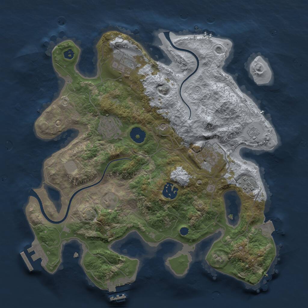 Rust Map: Procedural Map, Size: 3000, Seed: 1281882755, 11 Monuments