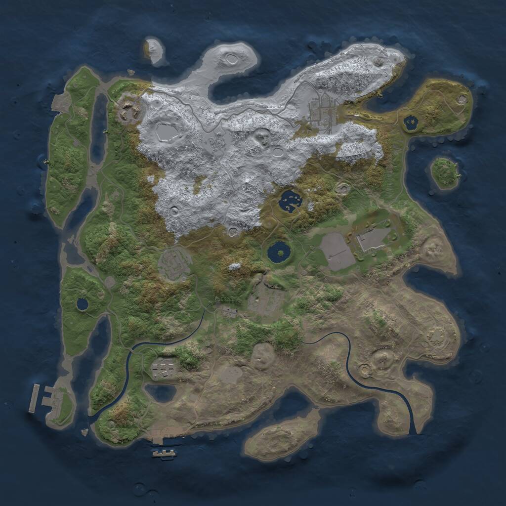 Rust Map: Procedural Map, Size: 3500, Seed: 56464628, 13 Monuments