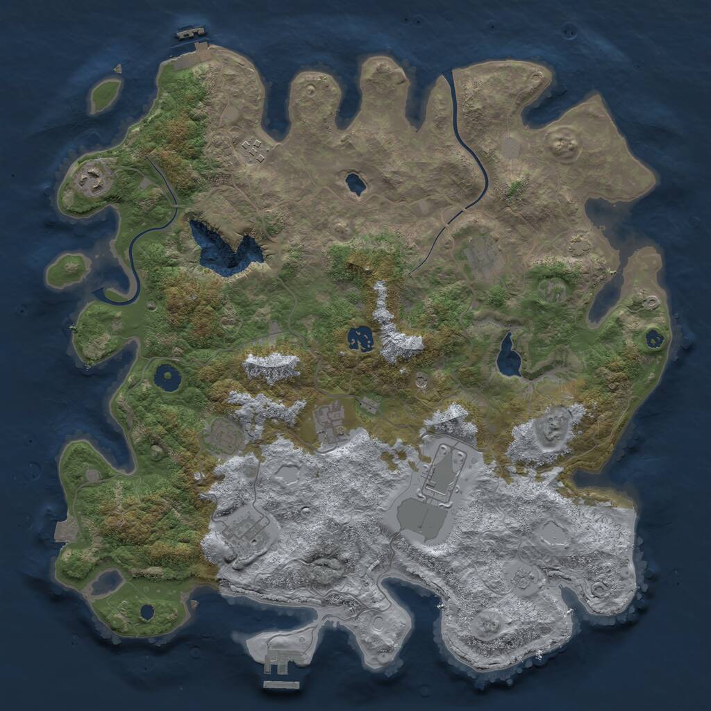 Rust Map: Procedural Map, Size: 4000, Seed: 606458620, 14 Monuments
