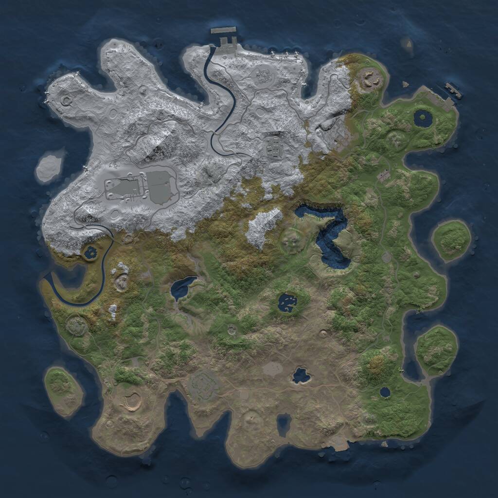 Rust Map: Procedural Map, Size: 4000, Seed: 302747577, 13 Monuments