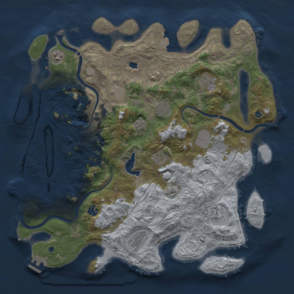 Rust Map: Procedural Map, Size: 4300, Seed: 514663563, 16 Monuments