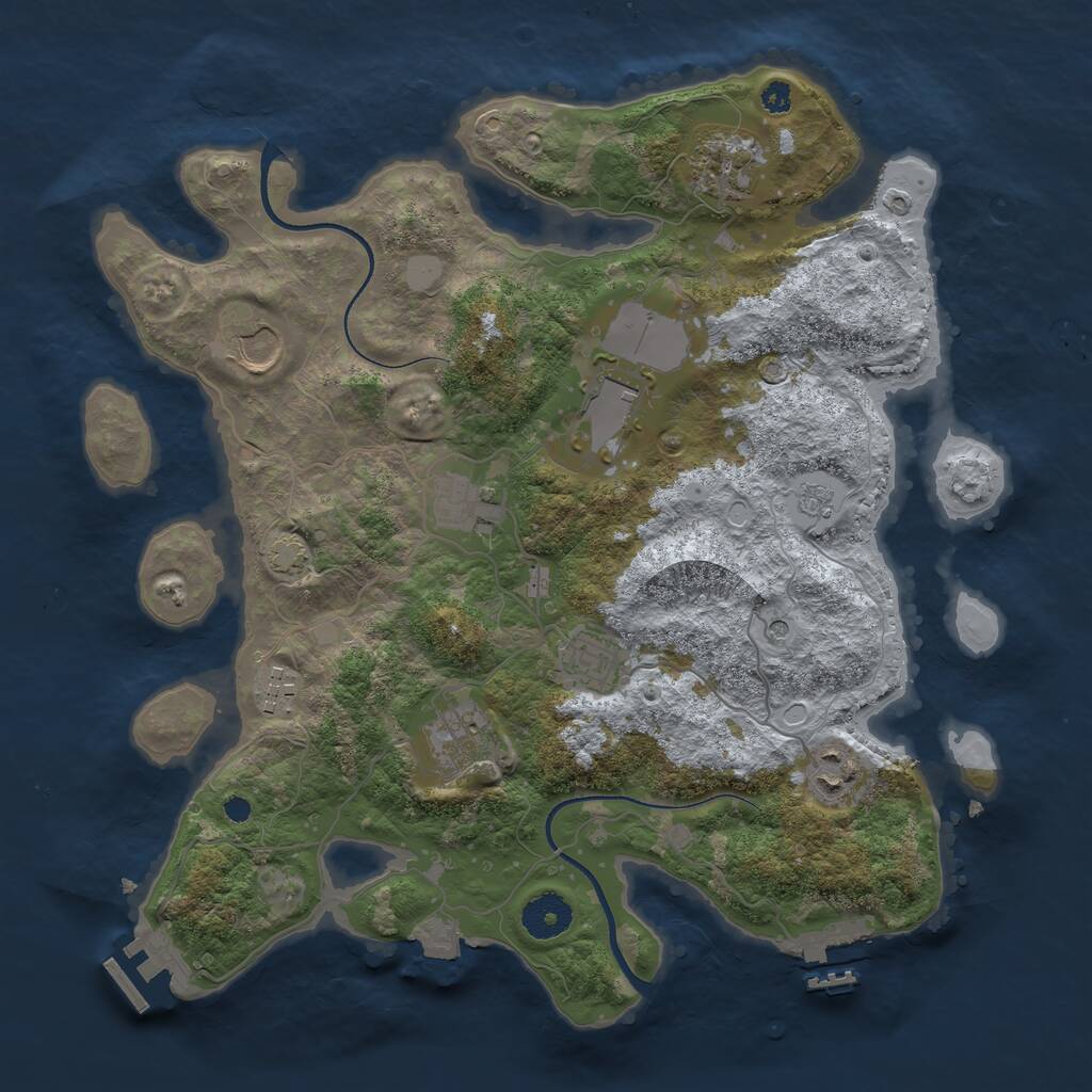 Rust Map: Procedural Map, Size: 3500, Seed: 1881361018, 14 Monuments