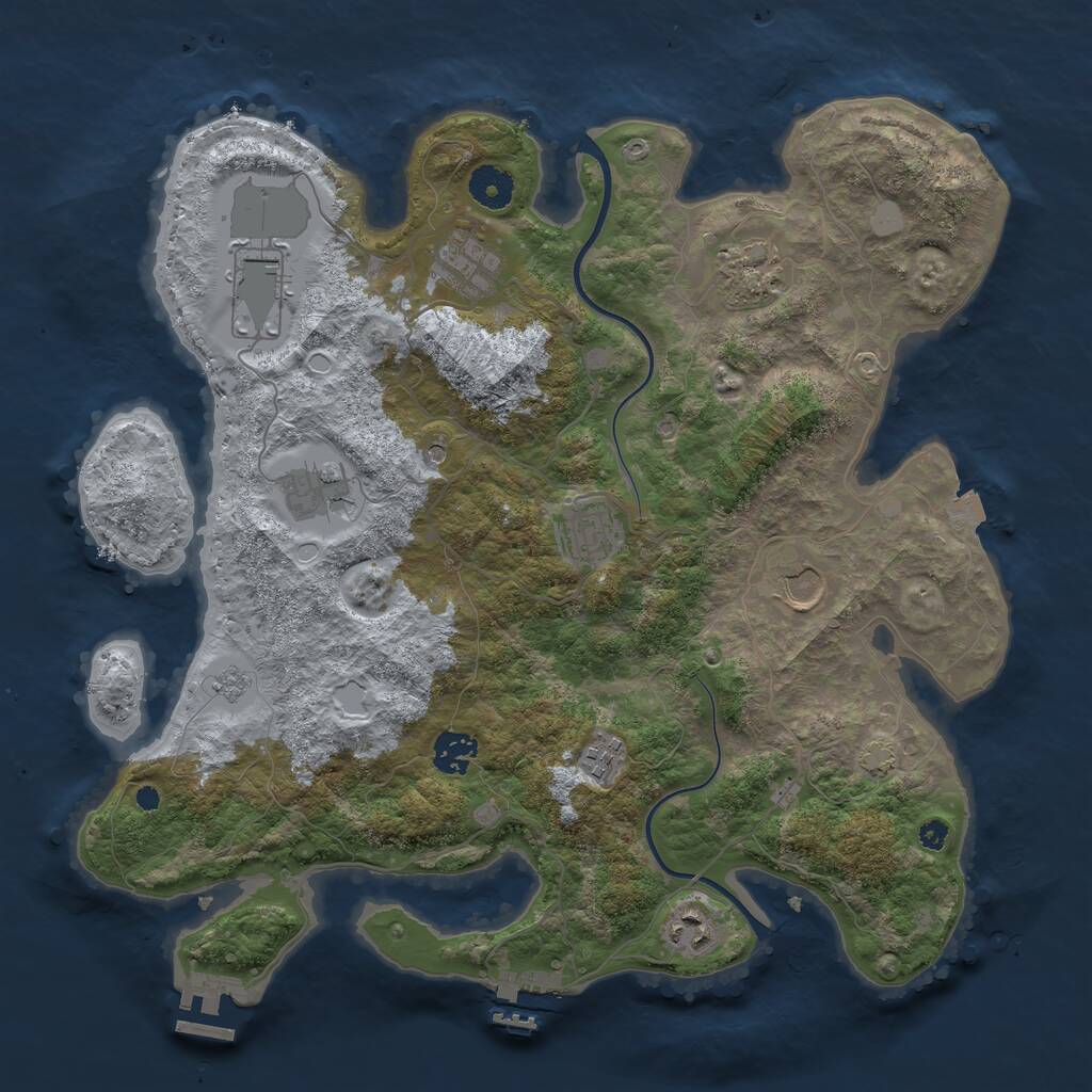 Rust Map: Procedural Map, Size: 3750, Seed: 555229448, 15 Monuments