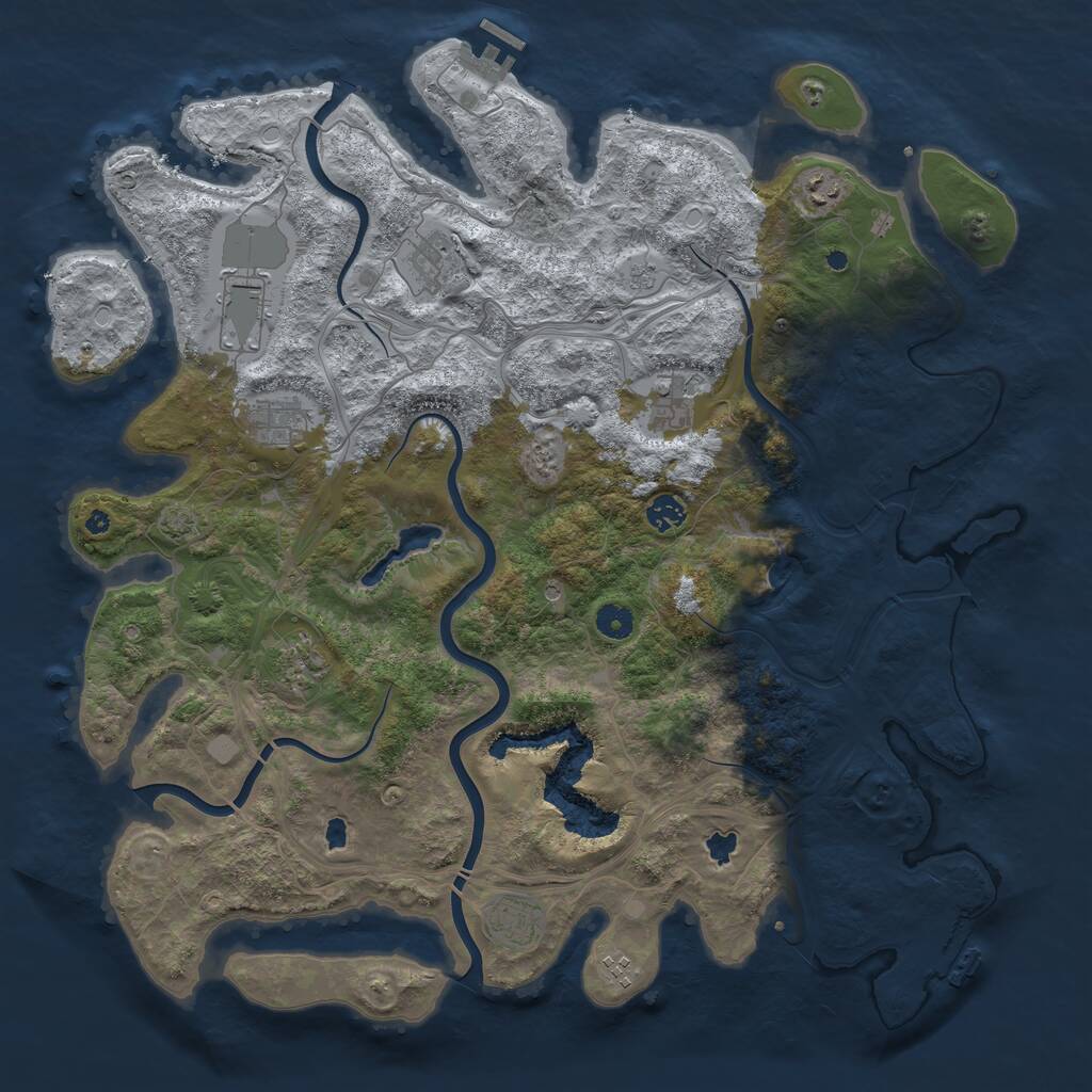 Rust Map: Procedural Map, Size: 4500, Seed: 1927208810, 15 Monuments