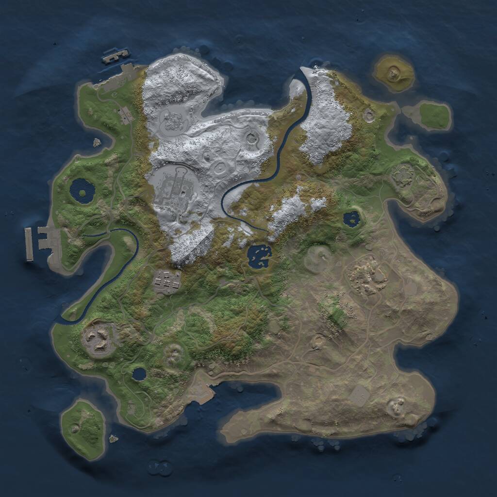 Rust Map: Procedural Map, Size: 3000, Seed: 989561369, 11 Monuments