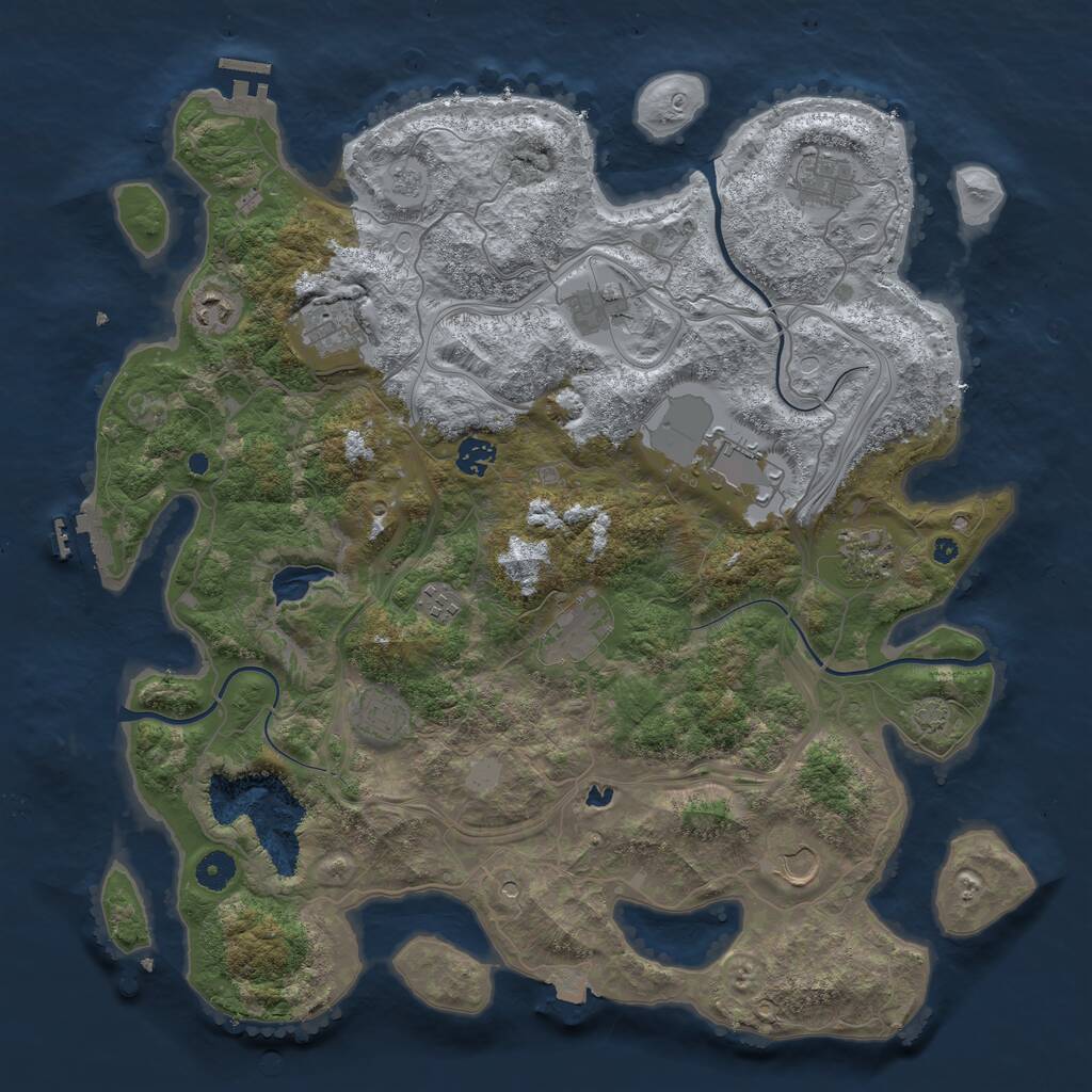 Rust Map: Procedural Map, Size: 4250, Seed: 1942788197, 17 Monuments