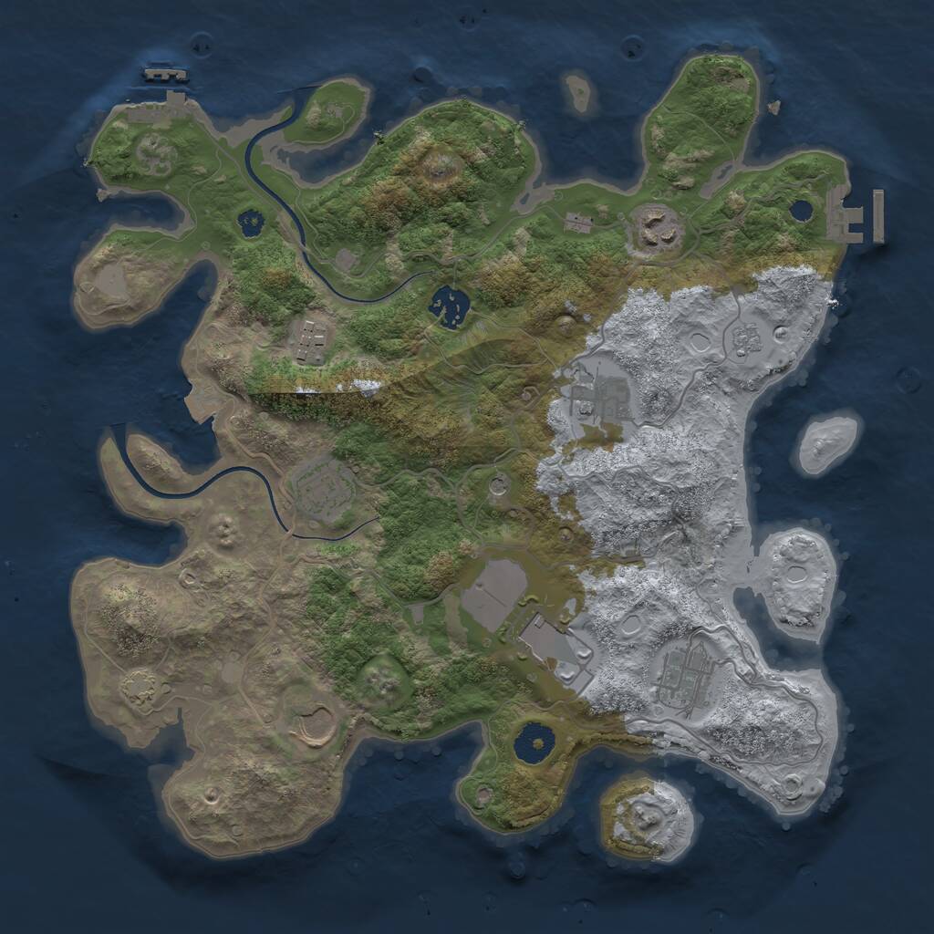 Rust Map: Procedural Map, Size: 3500, Seed: 837259544, 14 Monuments