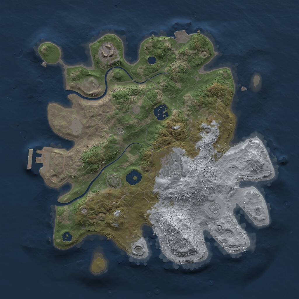 Rust Map: Procedural Map, Size: 3000, Seed: 530427733, 8 Monuments