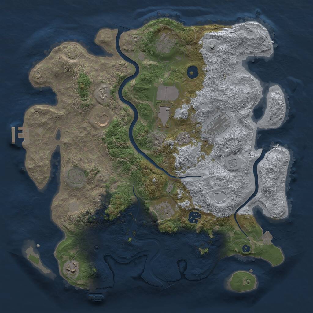 Rust Map: Procedural Map, Size: 3800, Seed: 1350846534, 15 Monuments