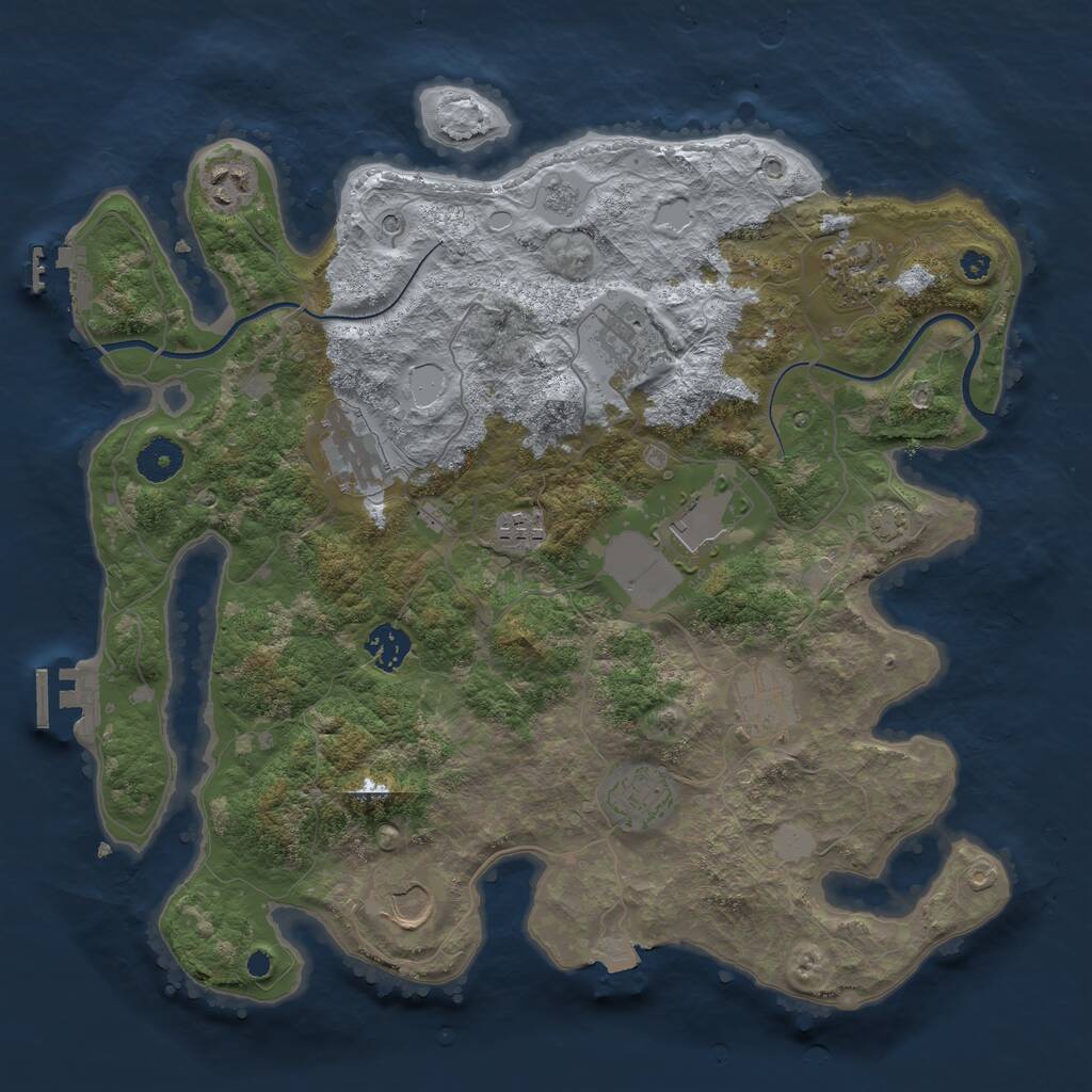 Rust Map: Procedural Map, Size: 3700, Seed: 1065815763, 16 Monuments