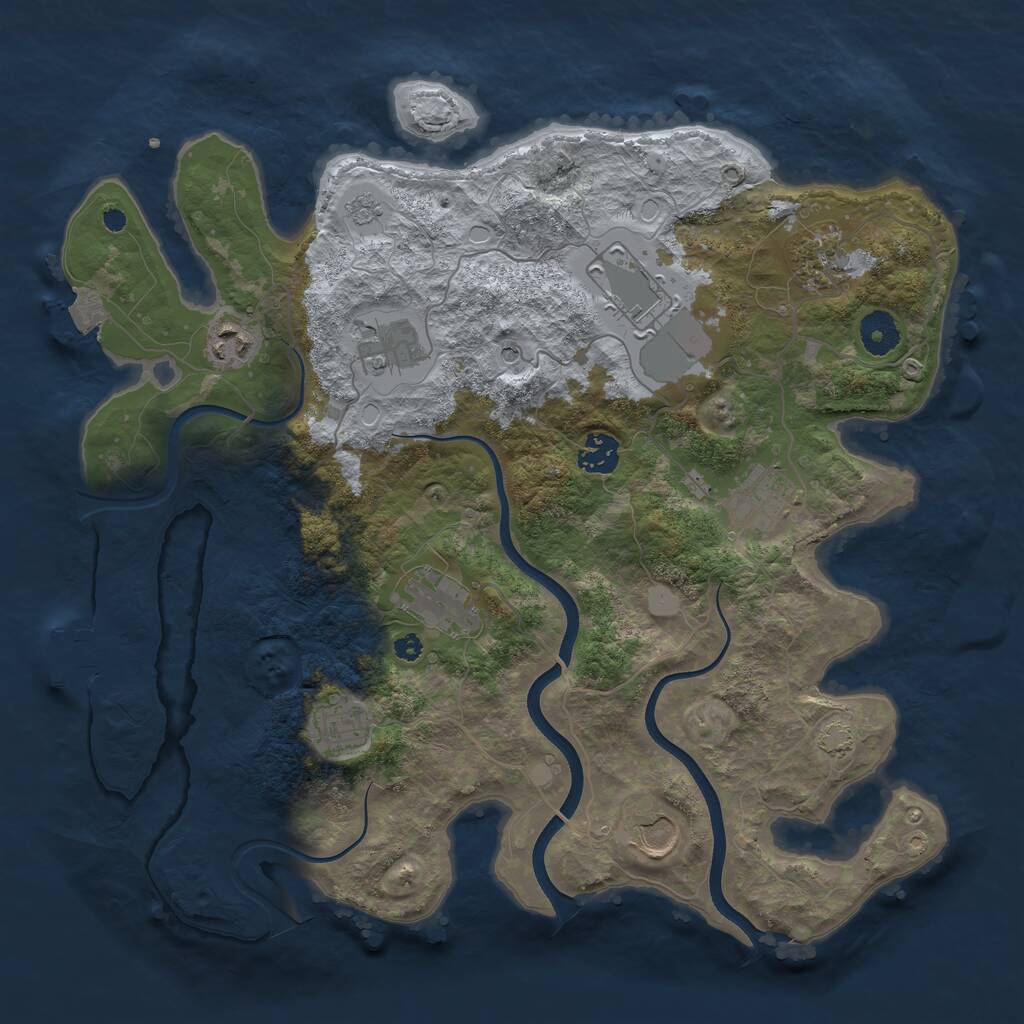 Rust Map: Procedural Map, Size: 3700, Seed: 1065815763, 14 Monuments