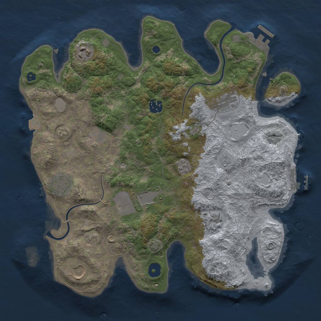 Rust Map: Procedural Map, Size: 3500, Seed: 129615694, 15 Monuments