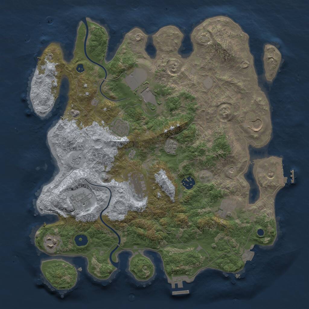 Rust Map: Procedural Map, Size: 3700, Seed: 880127353, 15 Monuments