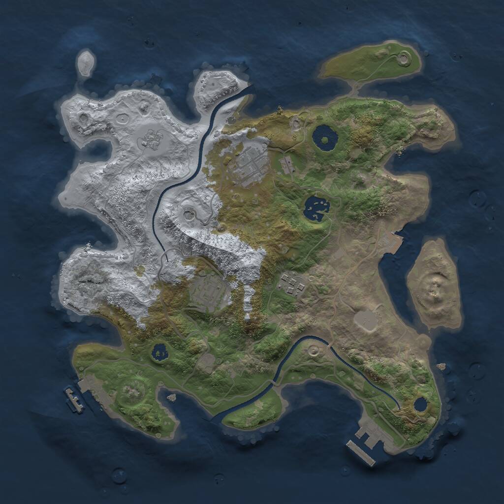 Rust Map: Procedural Map, Size: 3000, Seed: 543210, 9 Monuments