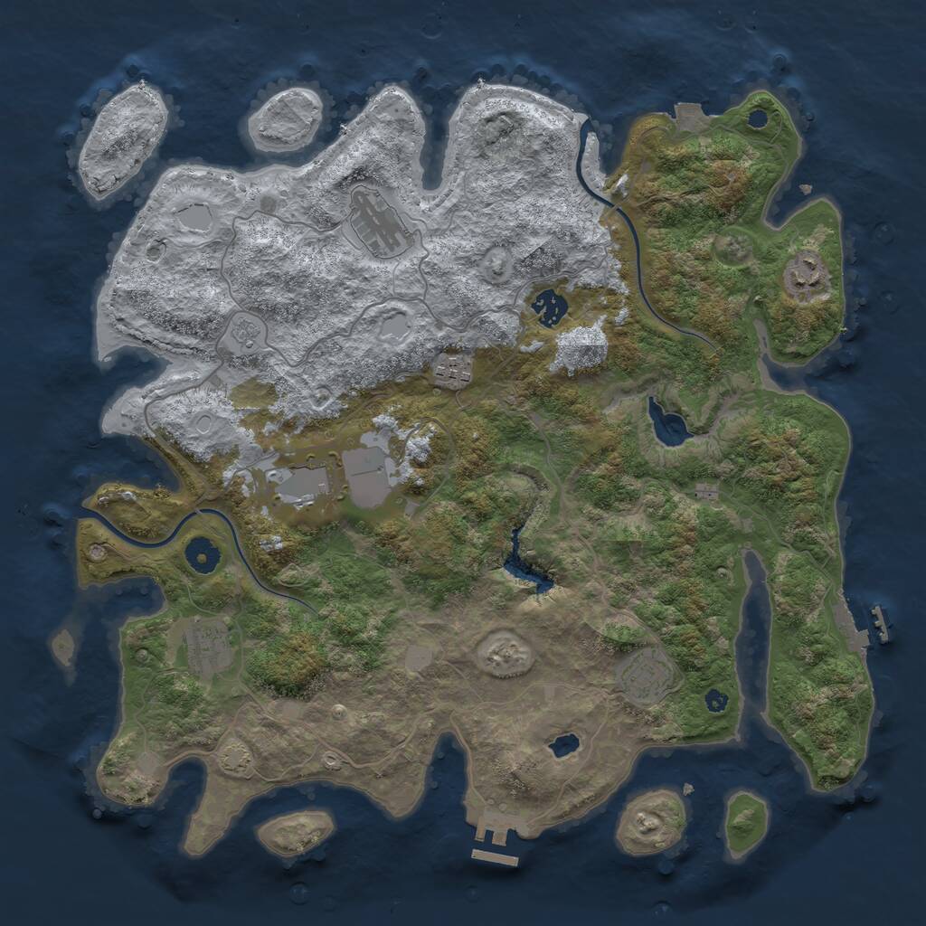 Rust Map: Procedural Map, Size: 4000, Seed: 452224, 12 Monuments