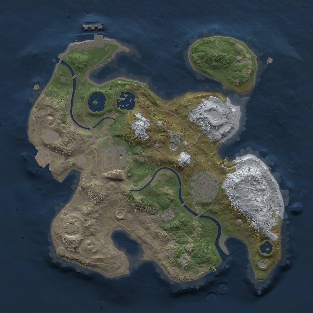 Rust Map: Procedural Map, Size: 2500, Seed: 1237482232, 7 Monuments