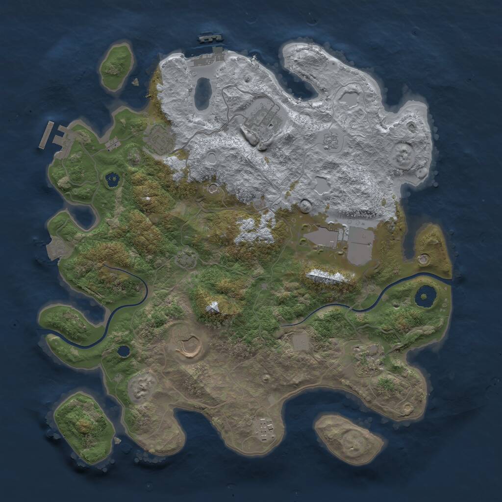 Rust Map: Procedural Map, Size: 3500, Seed: 455236953, 12 Monuments