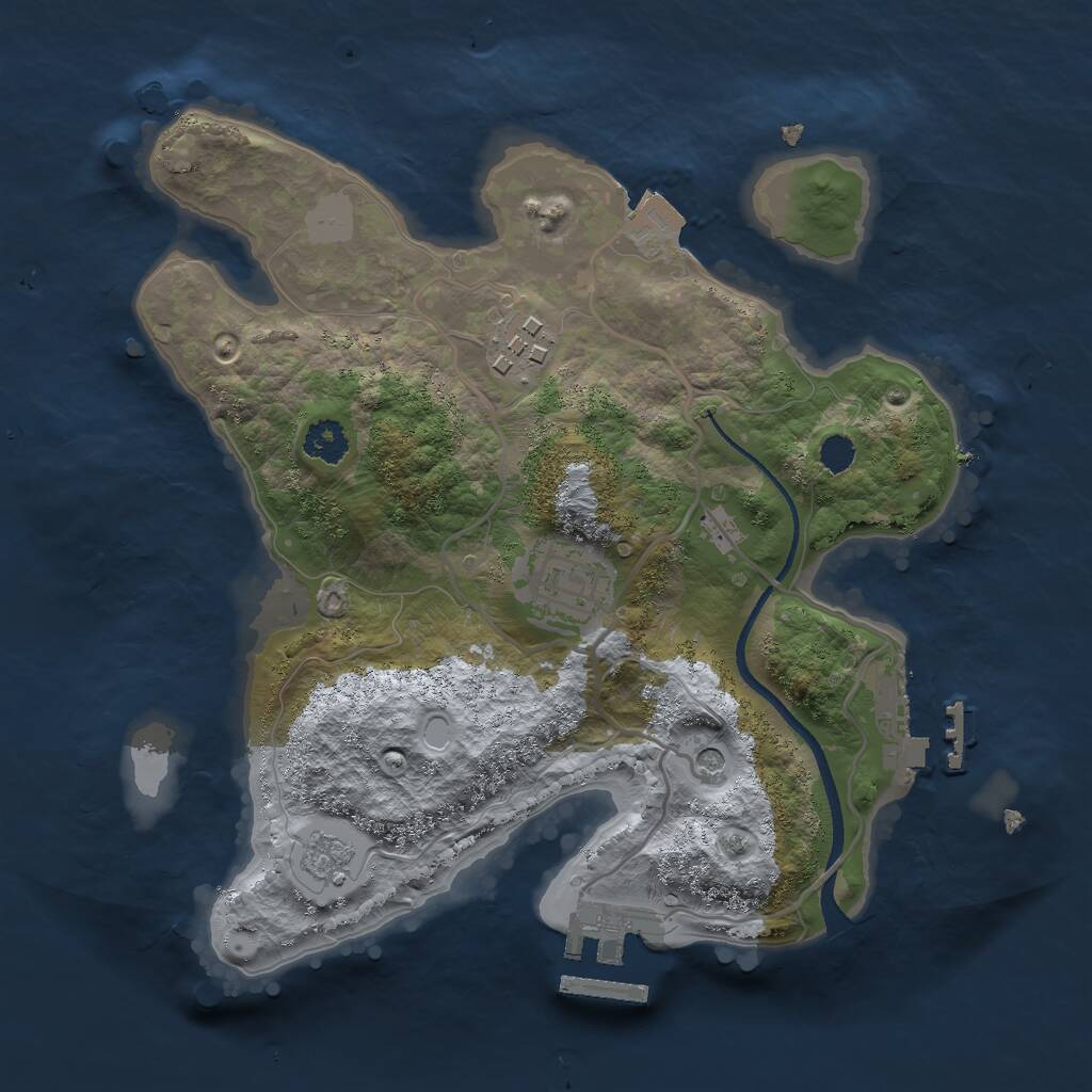 Rust Map: Procedural Map, Size: 2500, Seed: 553439271, 7 Monuments