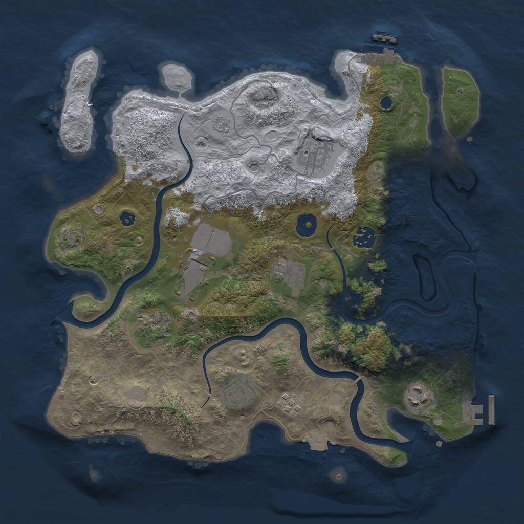 Rust Map: Procedural Map, Size: 3500, Seed: 696043450, 14 Monuments