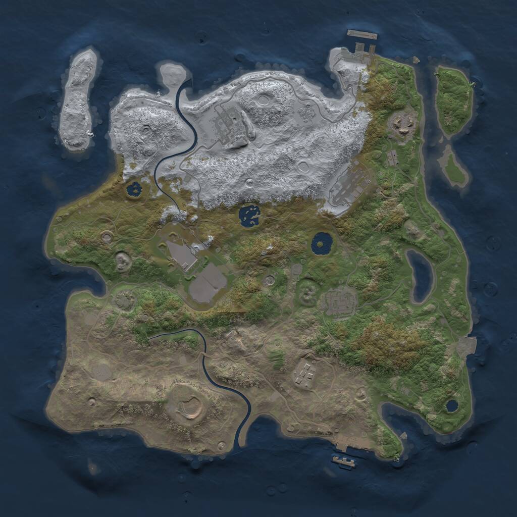 Rust Map: Procedural Map, Size: 3500, Seed: 696043450, 14 Monuments