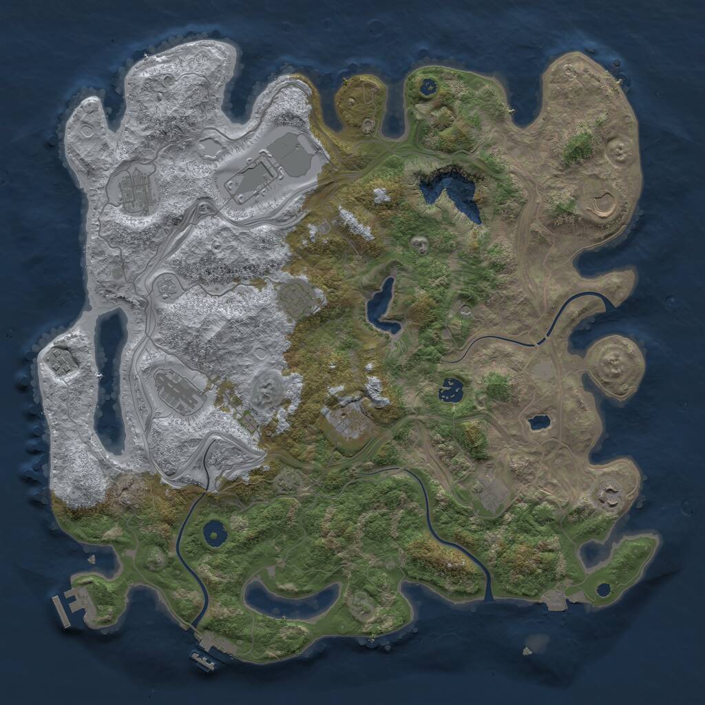 Rust Map: Procedural Map, Size: 4250, Seed: 1950071587, 16 Monuments
