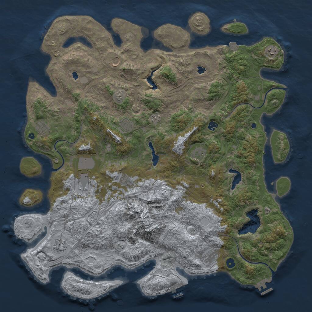Rust Map: Procedural Map, Size: 5000, Seed: 435255, 17 Monuments