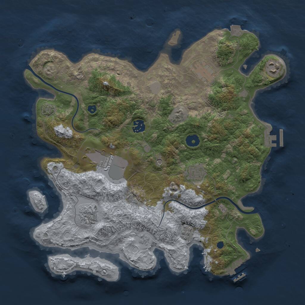 Rust Map: Procedural Map, Size: 3500, Seed: 312250, 13 Monuments