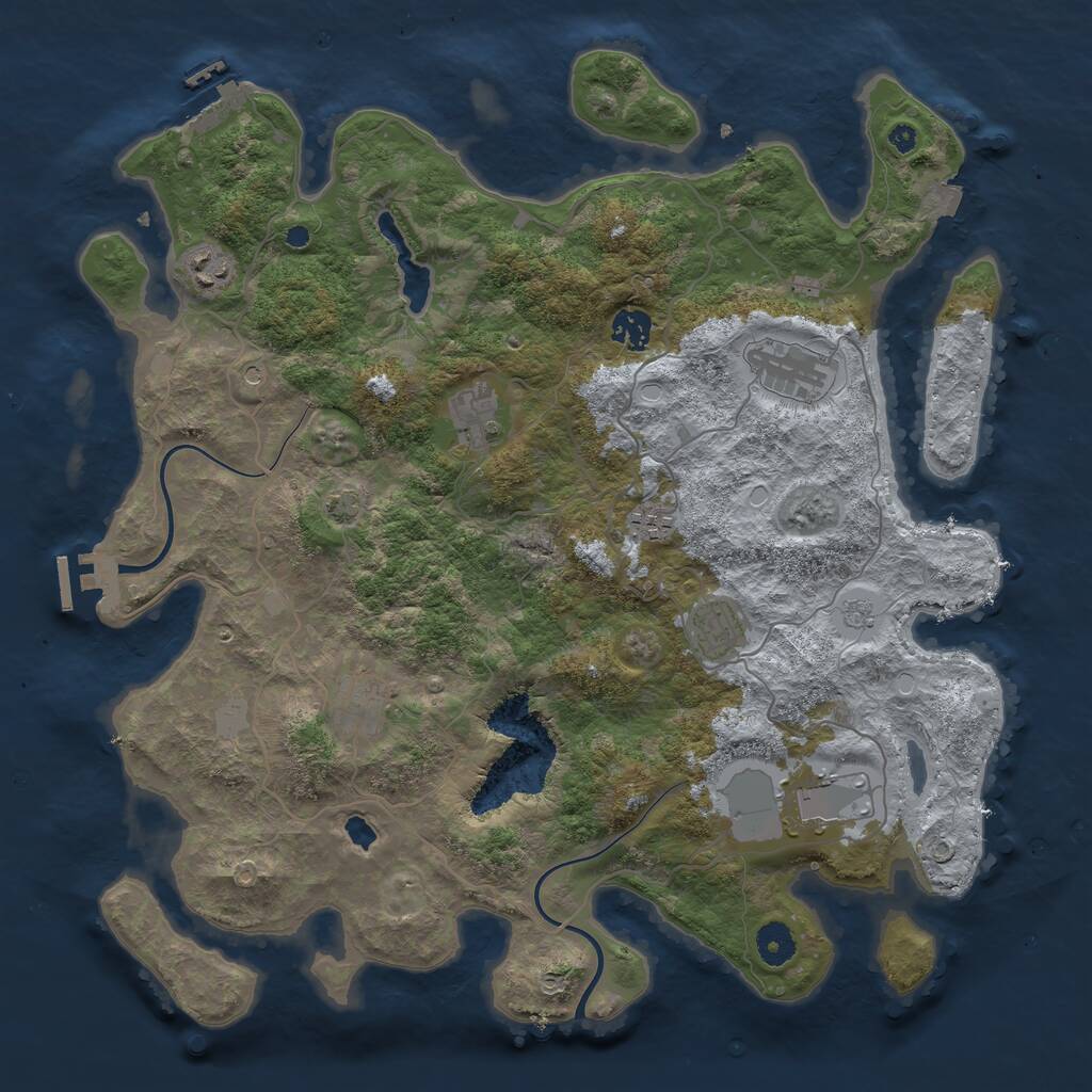 Rust Map: Procedural Map, Size: 4000, Seed: 1710494724, 14 Monuments