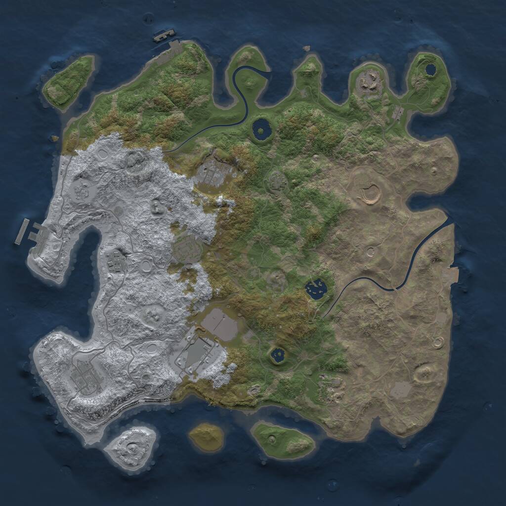 Rust Map: Procedural Map, Size: 3750, Seed: 953052391, 15 Monuments